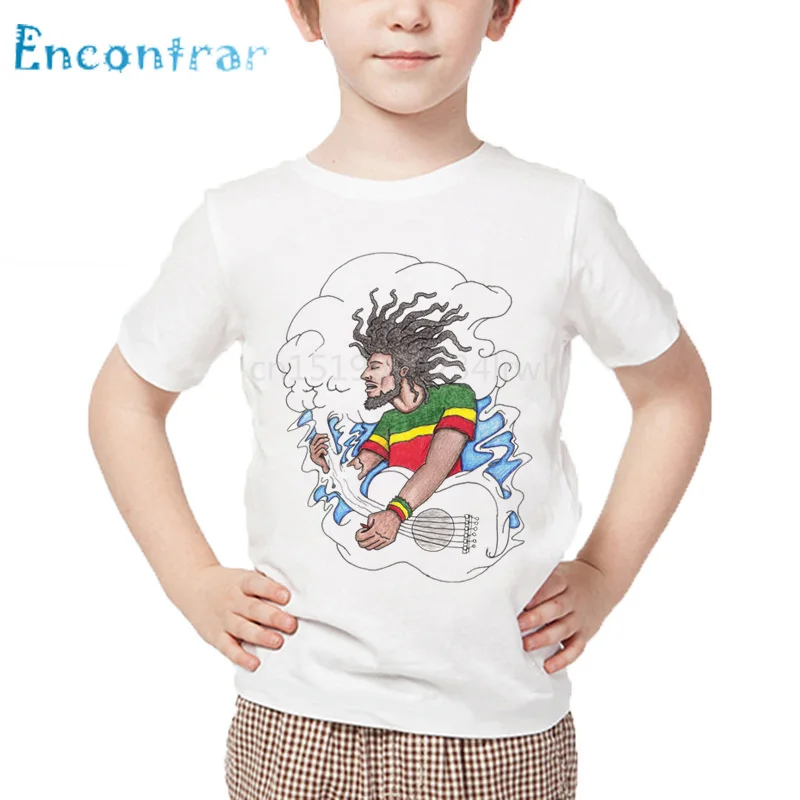 Kids Jamaica Singer Bob Marley Reggae Rastafari Print T shirt Children Summer White Tops Boys and Girls Casual T-shirt