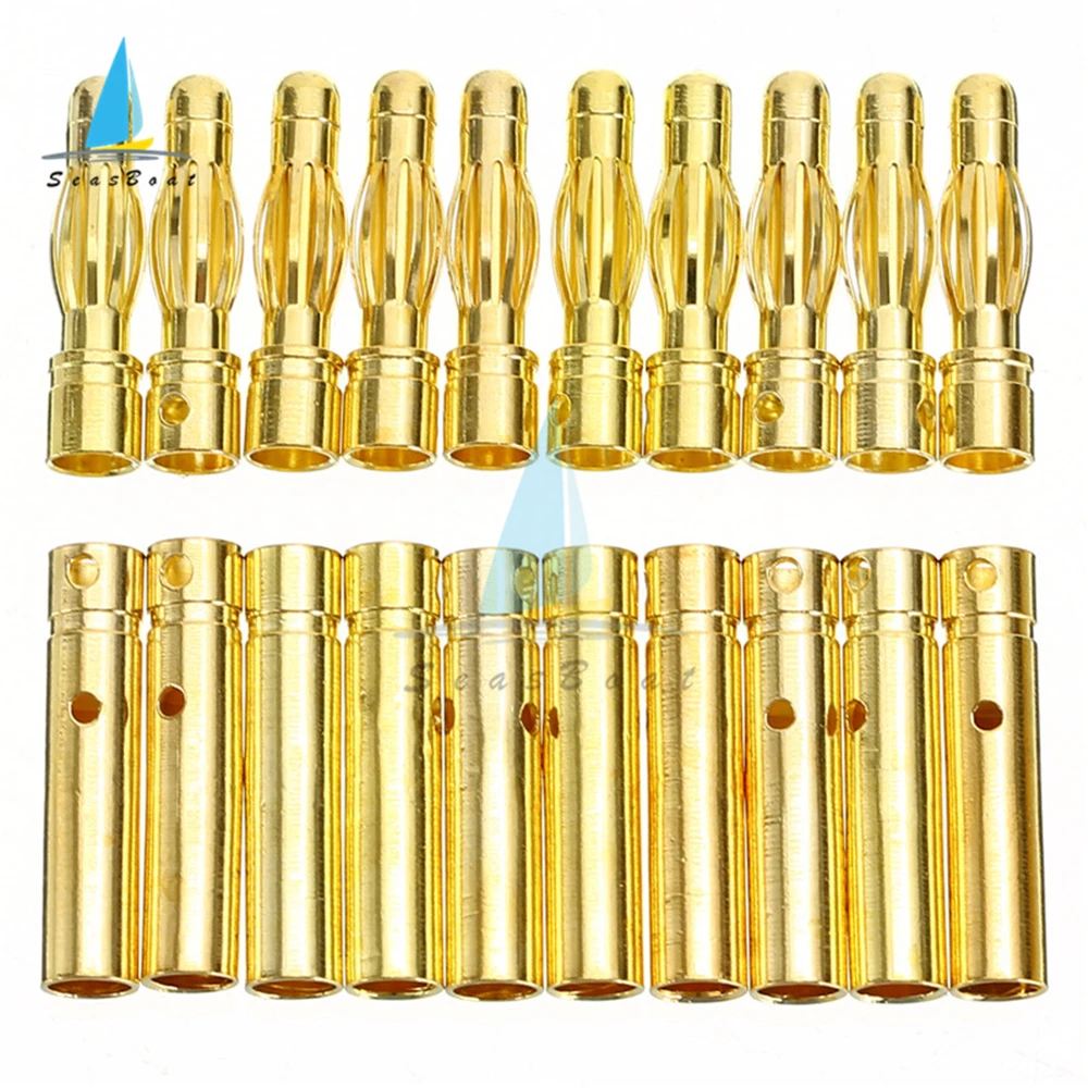 10pcs 3.5mm Gold Bullet Banana Connector Plug Male/Female For ESC Battery Motor