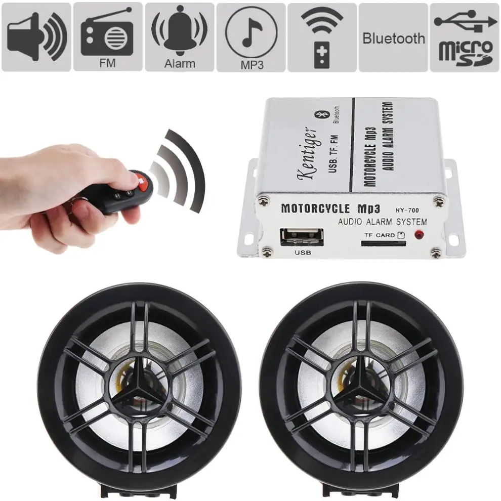 HI-FI Bluetooth-compatible Waterproof Anti-theft Sound MP3 FM Radio Player Support SD/USB Input for Car Motorcycle