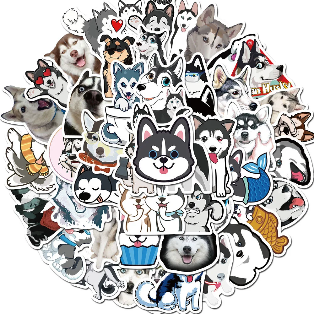 10/30/50PCS Cute Pet Husky Cartoon Graffiti Waterproof Sticker Suitcase Notebook Refrigerator Stationery Box Water Cup Wholesale