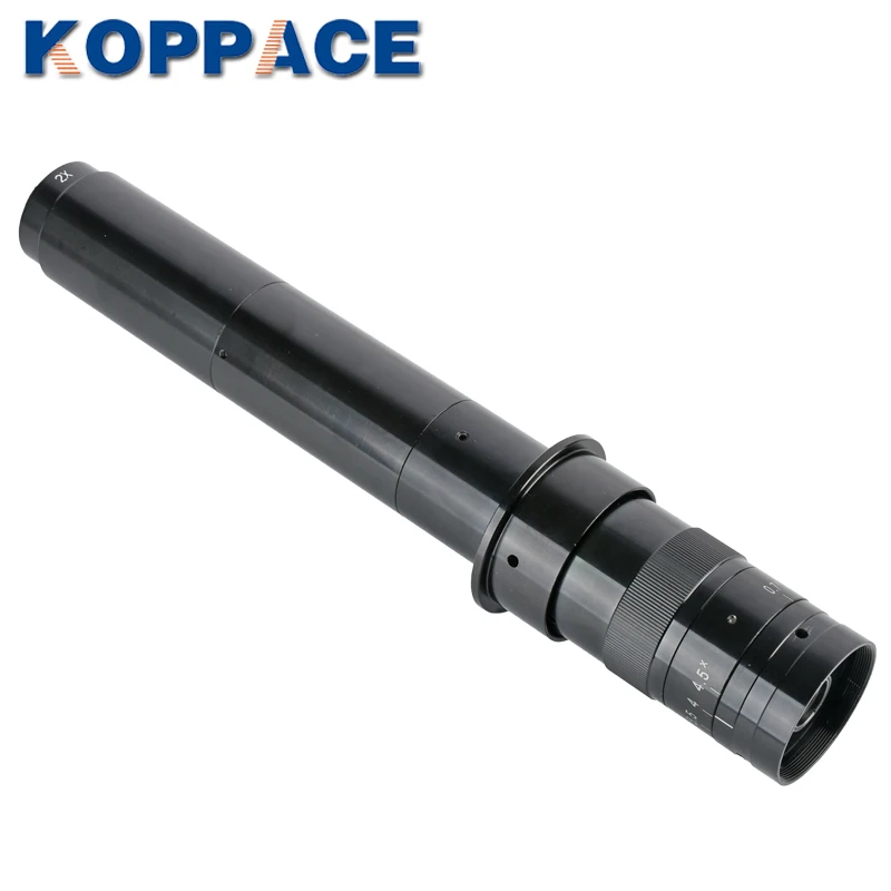 KOPPACE 128X-820X عدسة مجهر صناعية أحادية العين 2X العدسة 0.7X-4.5X التكبير الهدف 25 مللي متر C-Mount عدسة تكبير مستمرة