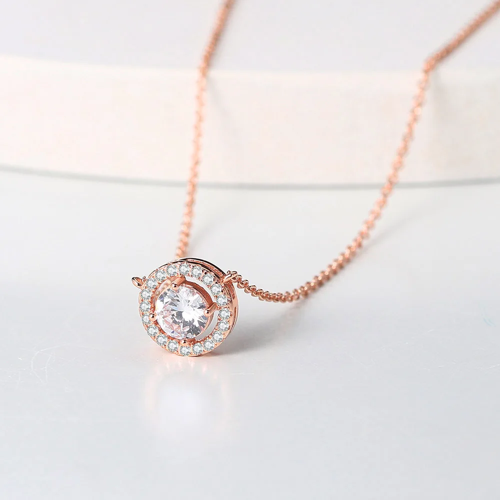 Wedding Round Pendant Necklaces For Women Engagement Female Jewelry Women\'s Choker Chain On The Neck Shiny Jewellry N095-M