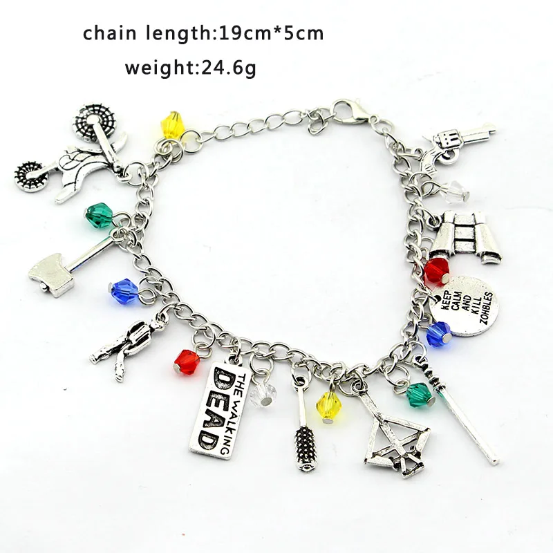 The Walking Dead Charm Pendant Bracelet Punk Style Charm Bracelet Zombie and Hat Bracelet For Fans Child Gifts