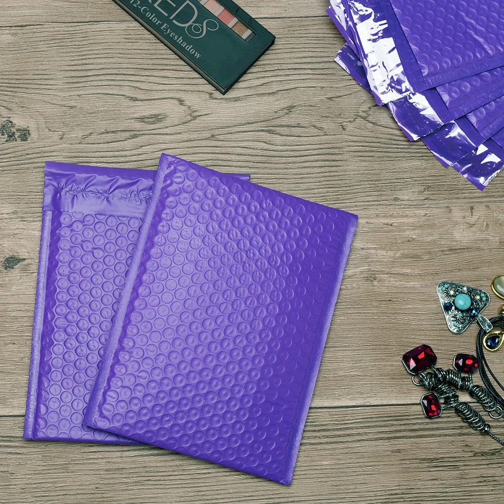 Bolsa de correo acolchada de burbujas, sobres de burbujas de color morado, #000, 4x8 \