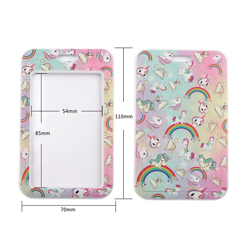 LX602สัตว์สมมติยูนิคอร์นที่ใส่บัตรป้ายกุญแจสายคล้องคอสายคล้องคอมือถือกรอบบัตรพร้อมสายคล้องของขวัญ