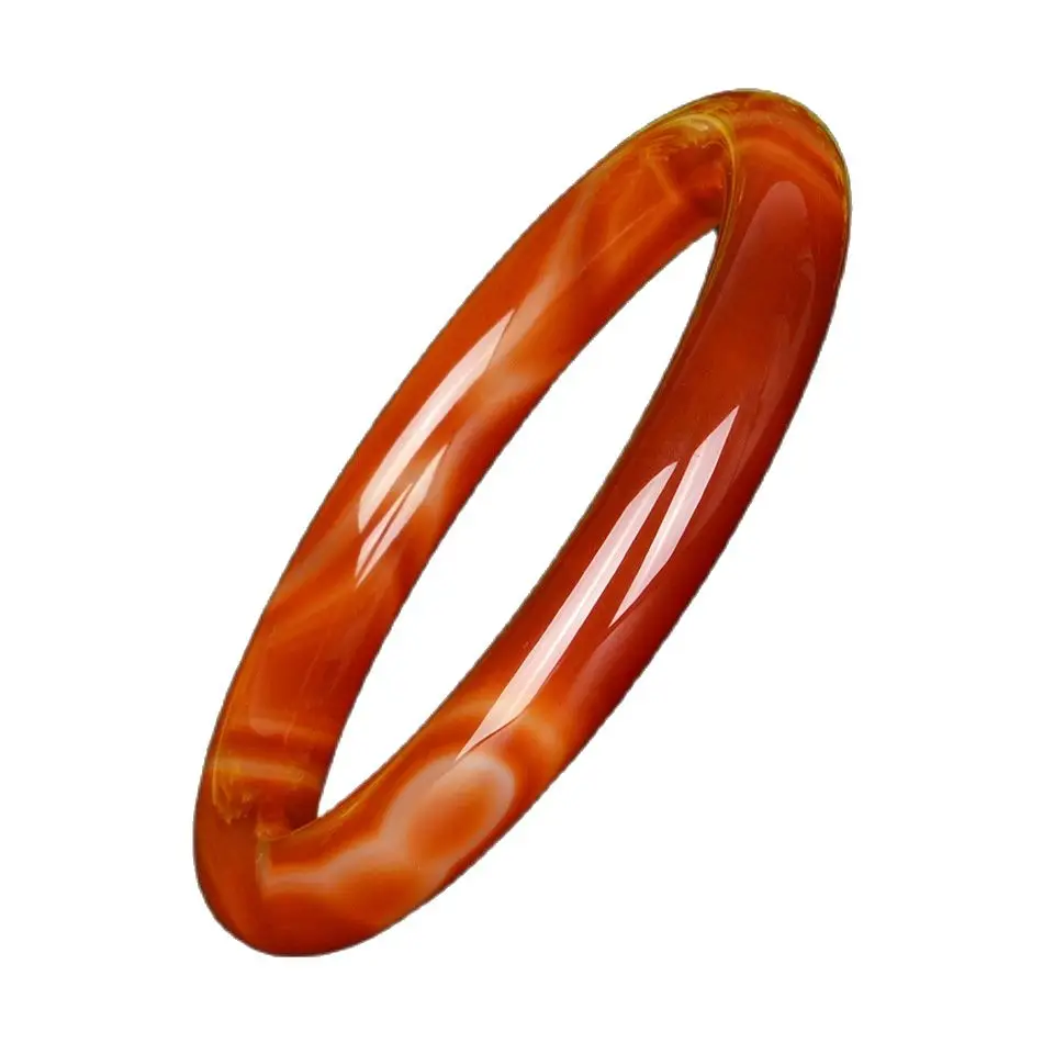 

Natural Red Agate Bracelet for Women, Hand Engraving, China Bangle, 60mm Diameter