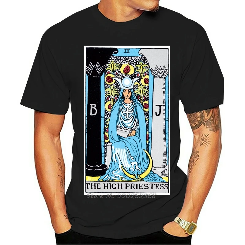 High Priestess Tarot T Shirt High Priestess Tarot Rider Waite Astrology Zodiac Moon Psychic Wicca Pagan Tshirt Cotton Men Tees