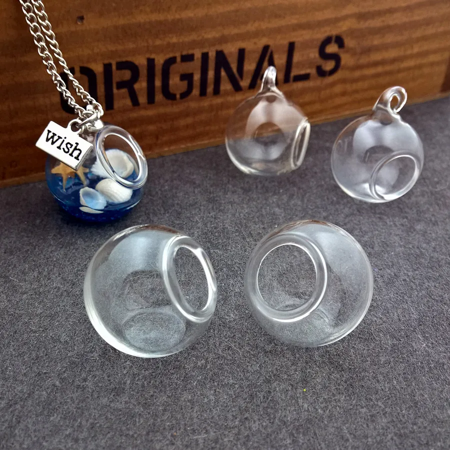 5sets 25mm Micro Landscape Ecological Glass Bottle Glass Pots with jewelry findings set Glass Bottle Moss DIY Glass globe set