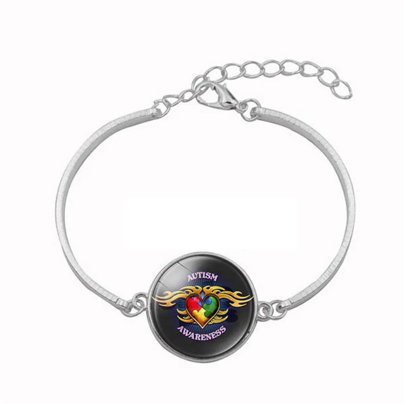 BTWGL Autism My Child Is Autistic Bracelets Superhero Autism Asperger Buckle Leather Bracelet AUTISM MOM Jigsaw Bracelet