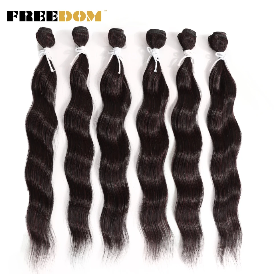 LIBERDADE-Natural Wave Bundles, extensões de cabelo sintético, loiro ombre, Weave Bundles, fibra resistente ao calor, 20 polegadas, 6pcs por pacote