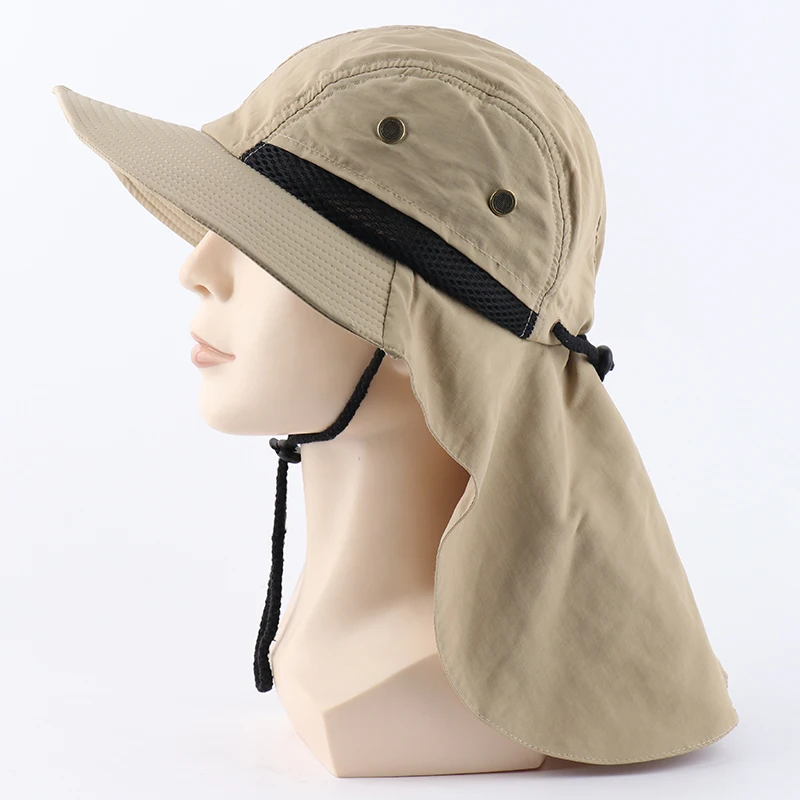 CAMOLAND Summer UPF50+ Sun Hats Women Mens Casual Boonie Hat With Neck Flap Outdoor Long Wide Brim Fishing Breathable Bucket Hat