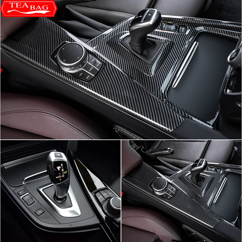 Carbon Fiber Pattern Car Stickers Gear Shift Panel Cover Interior Trim For BMW F30 F31 F32 F36 3 4 Series 2013-2019 LHD