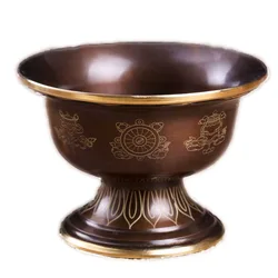 Tibetan Buddhist Pure Copper Water Offering Bowl - Handmade Holy Water Cup for Ritual Use