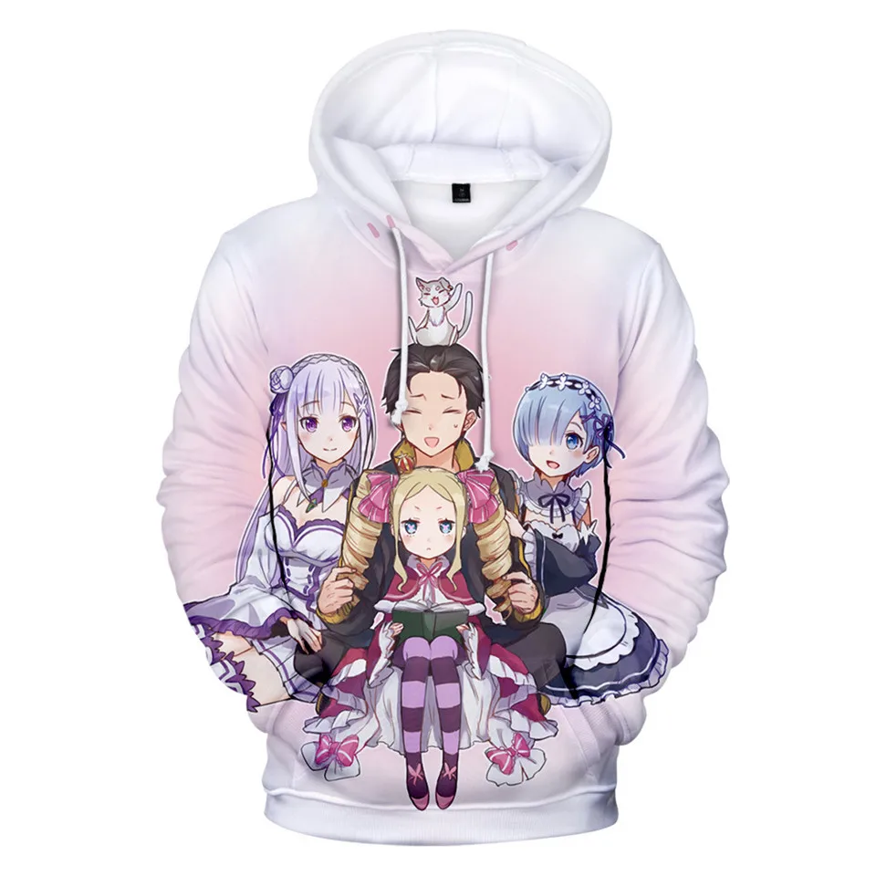 

Hot Sale Re:Life in a different world from zero 3D 3D Hoodie Pullover Men/Women/Kids Sweatshirt Print Harajuku Re zero Japanese
