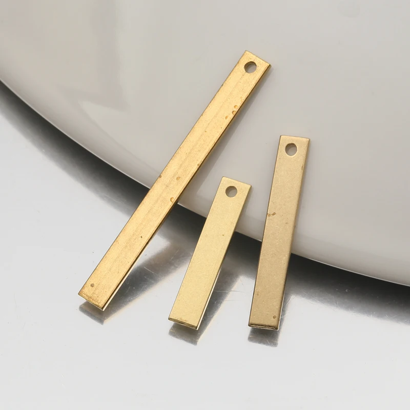30pcs raw brass long simple 4mm flat bar blank rectangle charms pendant stamping diy for jewelry findings earrings making