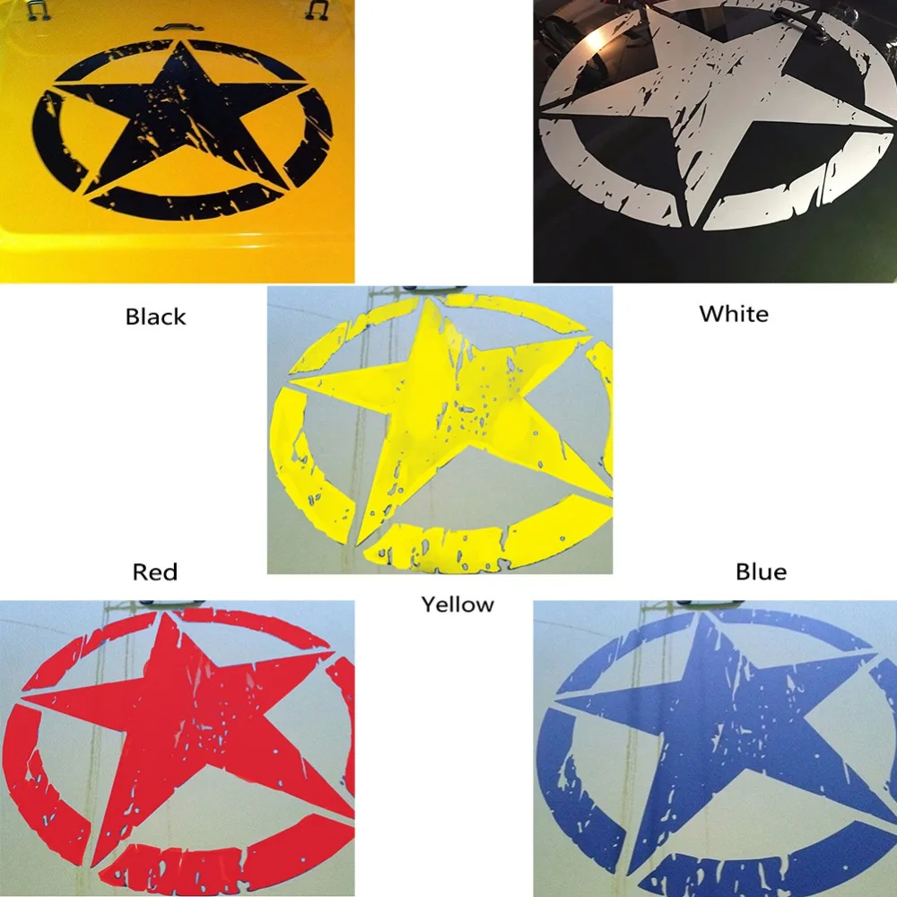 Calcomanía desgastada de estrellas del ejército, cuerpo gráfico de capucha militar grande de 16 "aproximadamente, 40CM, se adapta a Jeep, moderno, duradero, fresco, #274981