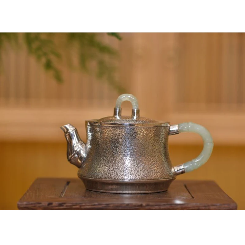 Silver pot 999 sterling silver handmade tea set Japanese retro teapot kettle home tea ceremony Kungfu tea set 100ml