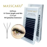 MASSCAKU gran oferta 8-15mm y longitud mixta extensión de pestañas suaves de visón individual suministros de extensión de pestañas de volumen ruso 3D