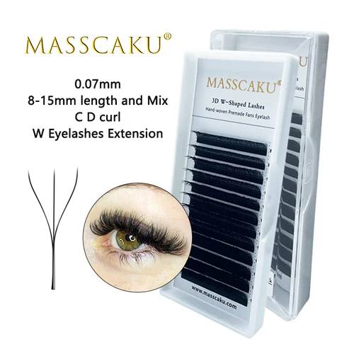 MASSCAKU gran oferta 8-15mm y longitud mixta extensión de pestañas suaves de visón individual suministros de extensión de pestañas de volumen ruso 3D