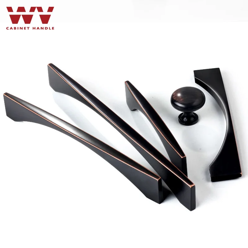 WV Kitchen Cabinet Handles 128mm Black Bronze Zinc Alloy Cupboard Door Pulls and Knobs Drawer Furniture Handle Hardware 9009