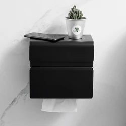 Black/Chrome Stainless Steel Wall Mounted Toilet Paper Holder Bathroom Storage Rack Paper Towel Roll Tissue Box Organizer