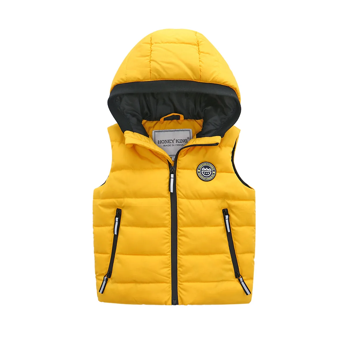 HONEYKING Children's Vest Babys Winter Warm Hooded Down Cotton Vest Waistcoat Toddler Kids Sleeveless Coats Jacket Outerwear