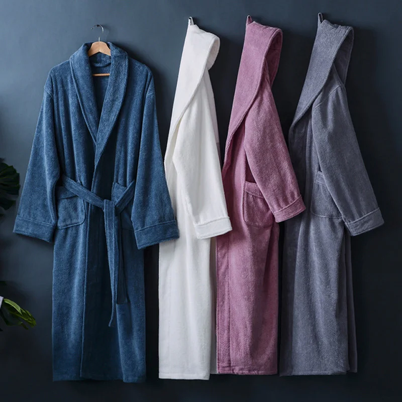 Casual Warm Homewear elegant silk kimono Long robe Toweling Terry Hooded Robe Cotton Toweling Terry Robe халат женский теплый