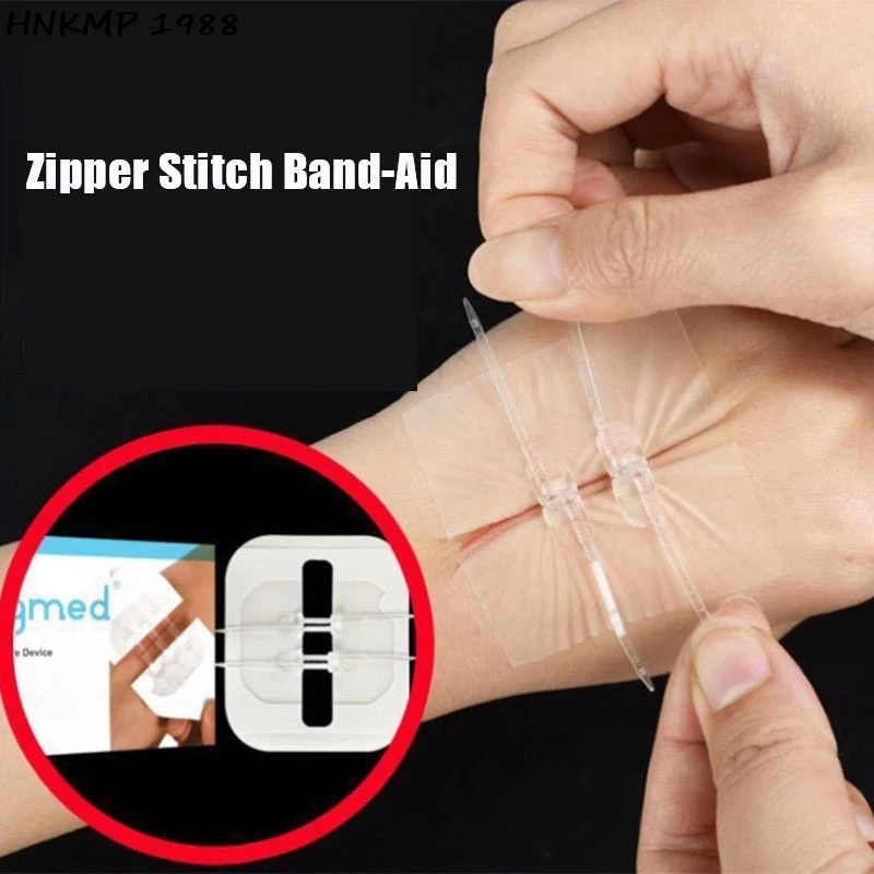 2pcs Zipper Band-aid Painless Wound Closure Device Without Needles Suture-free Wound Dressing Patch Zip Suture Reducer Band Aid