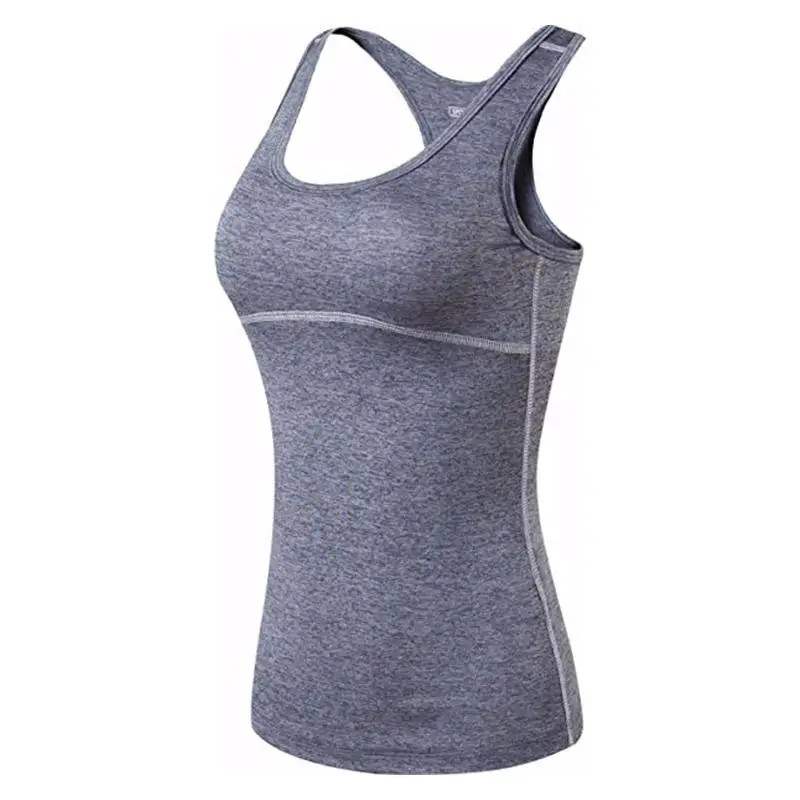 Jeansian damski szybkoschnący tank slim fit topy Tanktops kamizelka bez rękawów Singlet SWT238 DarkGray