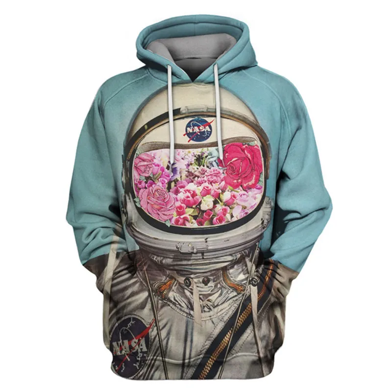 Sudaderas con capucha con estampado 3D para hombres y mujeres, ropa de calle de gran tamaño, abrigos informales de astronauta