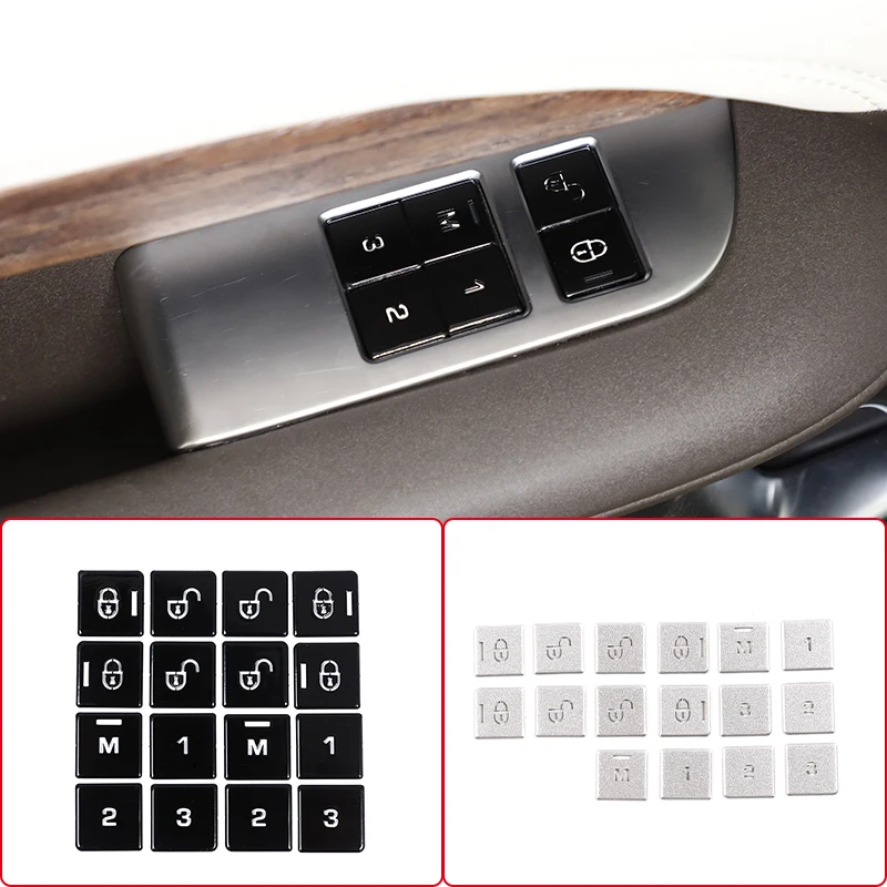 

16pcs Car Door Seats Memory Adjusting Push Button Trim Cover Sticker For Land Rover Range Rover Vogue 2013-2017 Auto Accessories