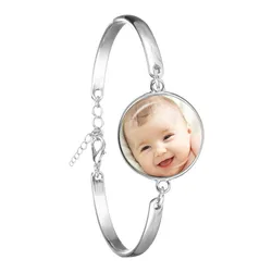 Pulseira personalizada com foto, bracelete personalizado para mamãe, papai, bebê, crianças, pais, logotipo projetado, pulseira para presente de aniversário