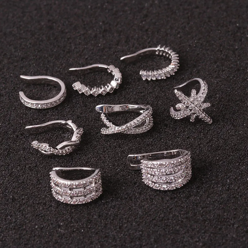 1PC Helix Cartilage Conch Fake Piercing Adjustable Micro Pave CZ Zircon Ear Cuff Non-Pieced No Hole Earring Body Jewelry