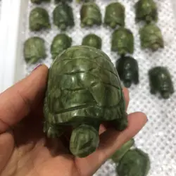 Lovely Natural Handmade Carved Xiuyu Jade Tortoise, Polished Green Jade Crystal, Turtle Gifts, Natural Quartz Crystals, 1Pc