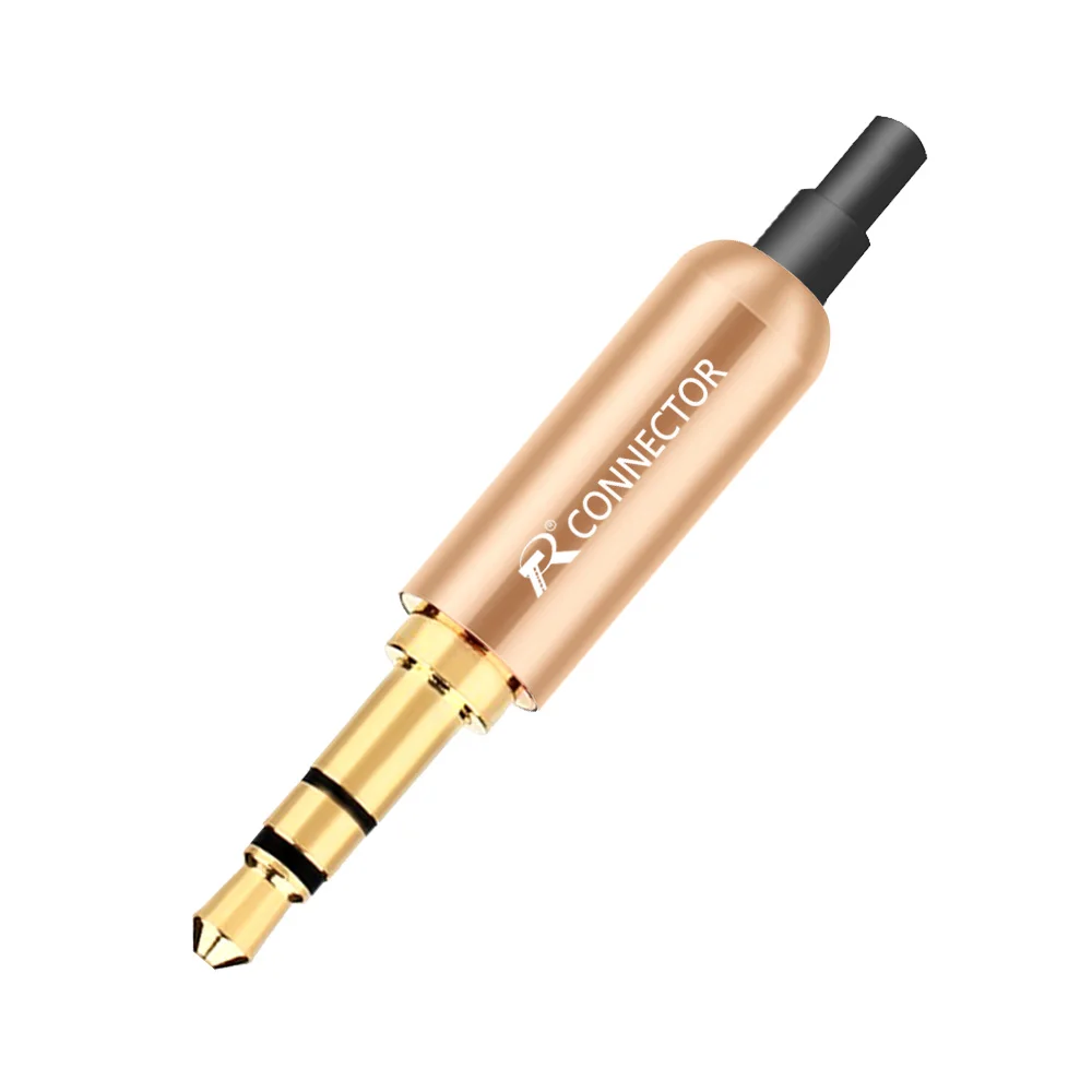 Conector de aluminio Jack 3,5 para auriculares, clavija con abrazaderas de enchufe trasero de 3,5mm, macho estéreo de 3 polos, Conector de cable