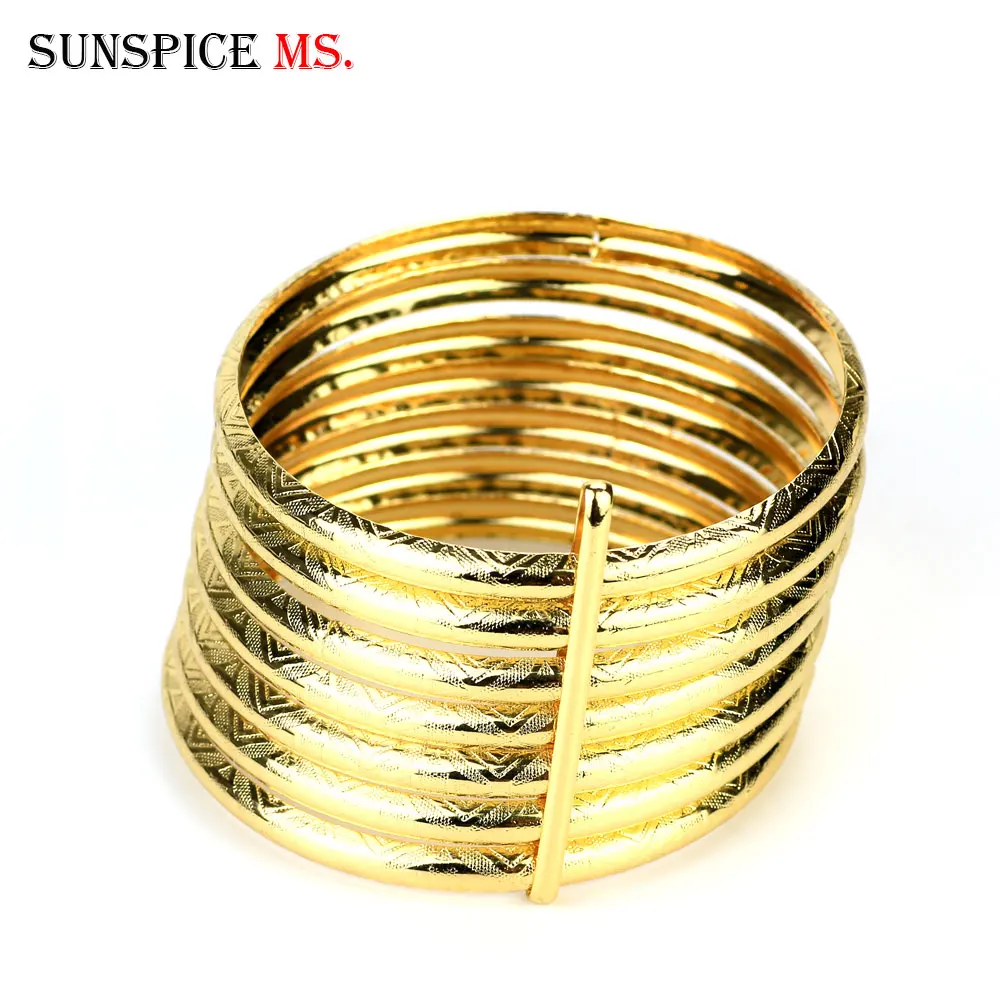 Sunspicems Gold Color Algeria Bride Bracelet Sets Wedding Jewelry Arabic Bangle for Women Cuff Bracelet Bridesmaid Bijoux Gift