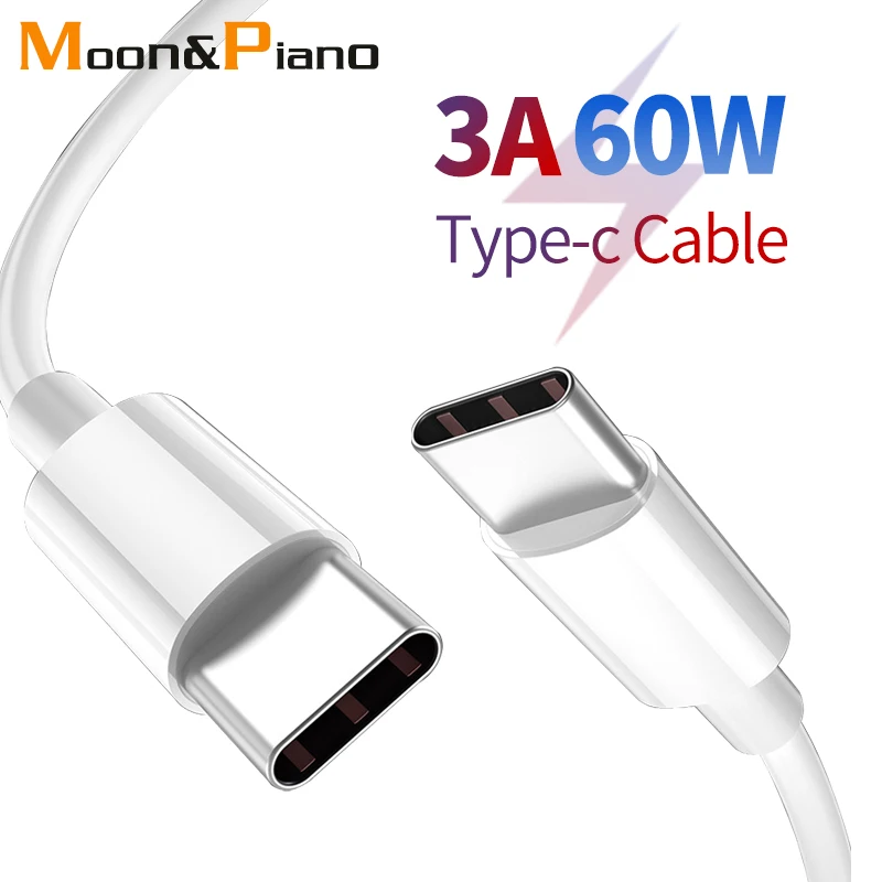 Type-c to Type-c Cable Male to Male 3A 60W PD Quick Charge Fast Charging Cord Double Type c Mobile Phone Data Charger Wires