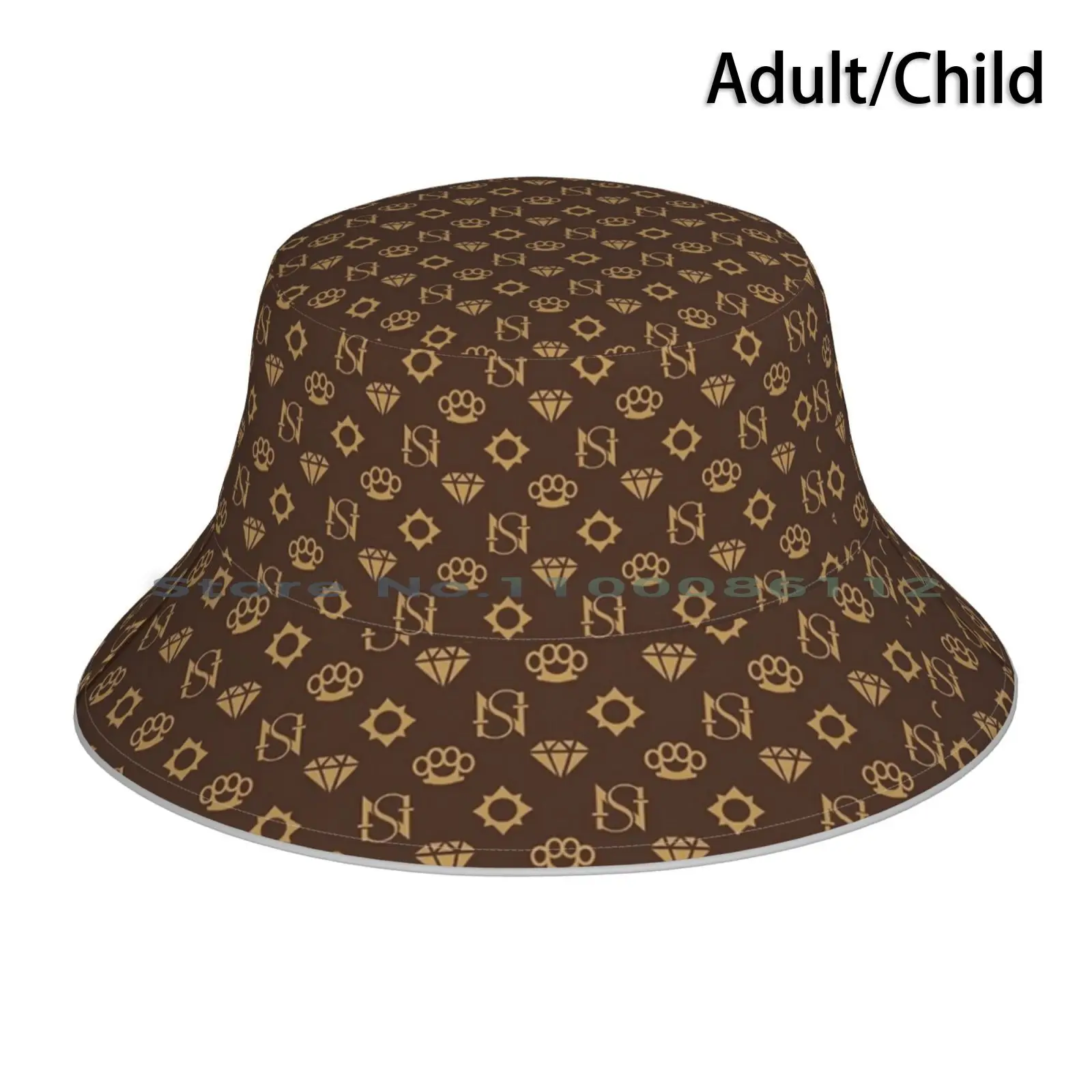 Sessanta Nove V Designer Print-Dark Bucket Hat Sun Cap V Sessanta Nove Designer Dark Foldable Outdoor Fisherman Hat