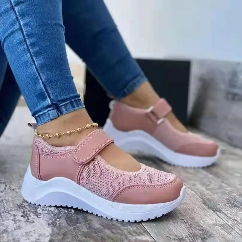 New Women Flats Shoes For Women Sneakers Platform Women's Flat Shoes Stretch cloth breathable Woman Shoes Walking Ballet Flats