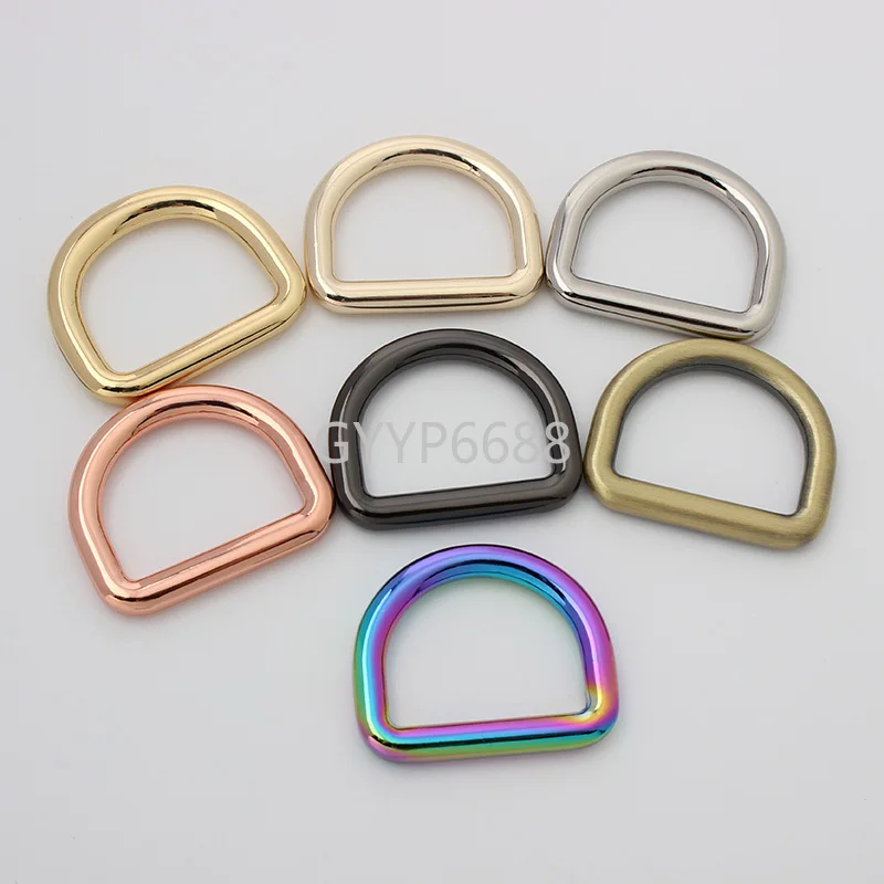 10-30-100pcs 7 colors 5.0*34*25mm 1\'\' inner rainbow rose gold closed d ring for chain purse backpack hardware