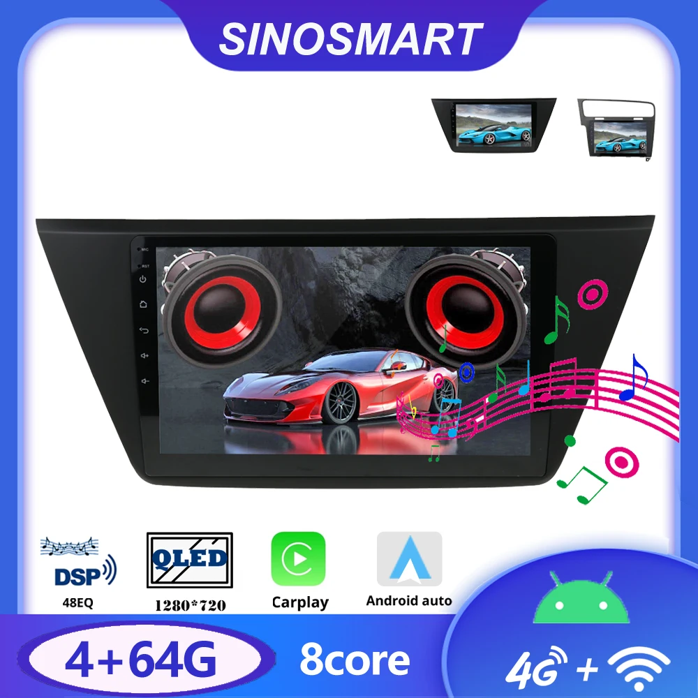 Sinosmart Car GPS Navigation Radio for Volkswagen Touran Golf 7 2016 2din 2.5d QLED Screen