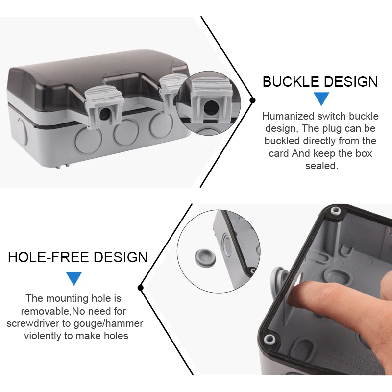 IP66 EU Germany Standard Waterproof Outdoor 16A Wall Power Double Socket With Switch For Home Garden Plug Outlet 250V
