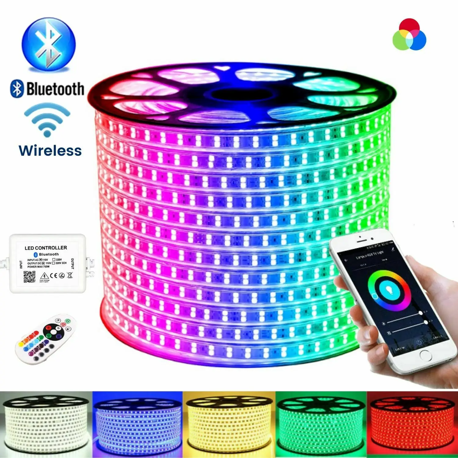 

220V 110V WIFI 5050 LED Strip Light RGB 24key Wifi Remote Control 60LEDs/m Flexible Led Ribbon Waterproof EU US UK AU Kit