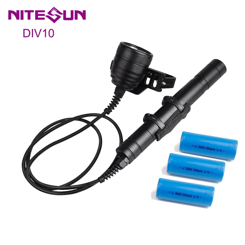 

NITESUN DIV10 Split professional diving flashlight 3*CREE LEDs Max 3000 lumens Submersible lamp with 3*26650 battery