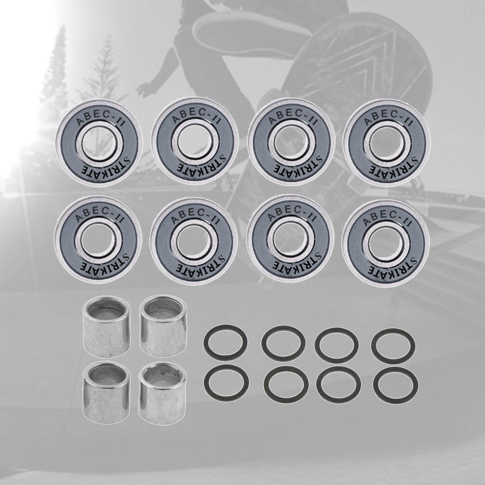 8 Pcs 608RS-ABEC 11 Bearings with Spaces and Speed Washers Set High Performance Roller Skate Scooter Skateboard