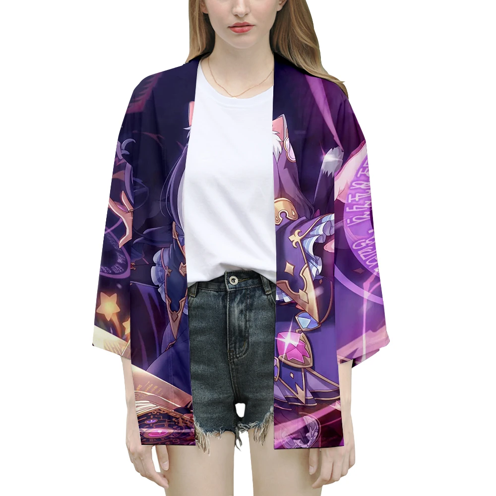 

Princess Connect Re Dive Natsume Kokoro Kyaru 3D Print Summer Holiday Women/Men Three Quarter Sleeve Trend Blouse Kawaii Kimono