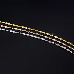MIQIAO 925 Sterling Silver Water Wave Chain Women Long 40 45 50 55 60 CM Wide 1.0 1.3 1.5 MM Rose Gold Necklace Golden Chain