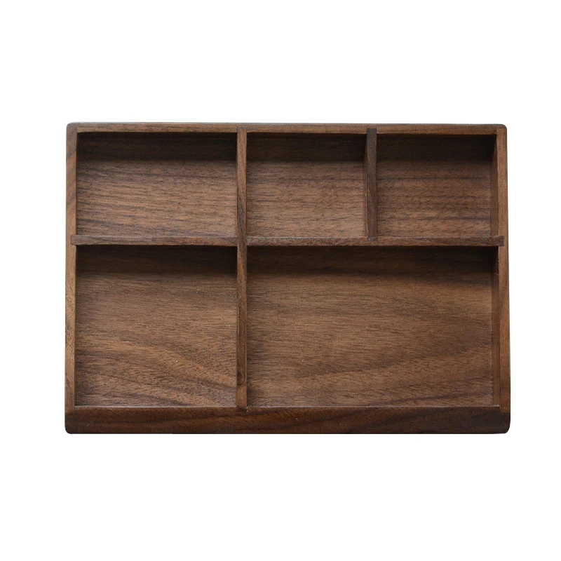 Black Walnut Storage Tray for Dried Fruit/Candy/Office Supplies Wooden Plate Desktop Finishing Box Living Room Storage Box