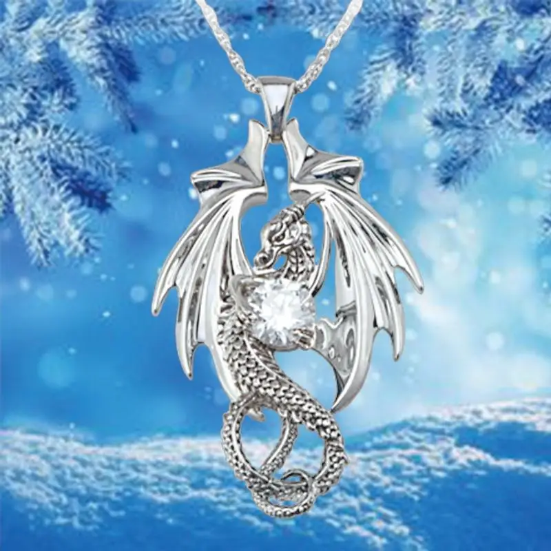 Carved Three-Dimensional Dragon Shape Bright Shiny Diamond Symbol Of Eternal Love Men And Women Pendant Necklace Jewelry 2021