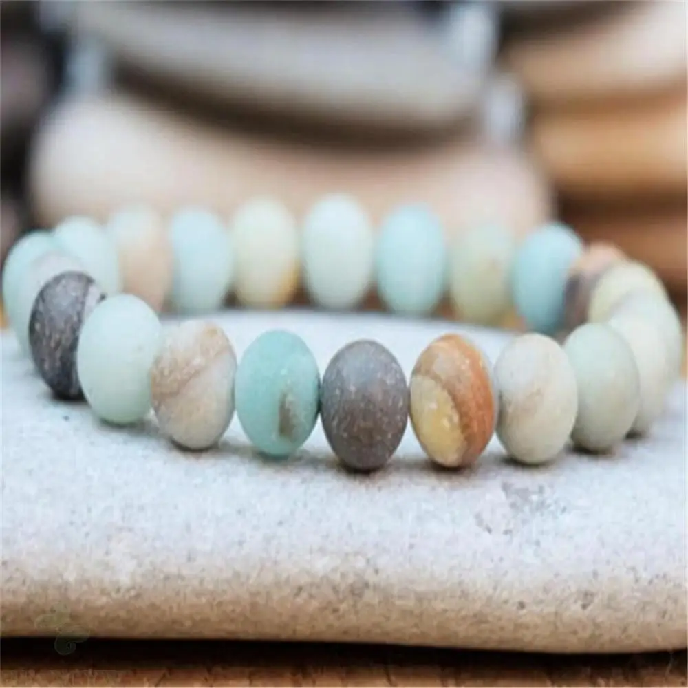 8mm Natural Frosted Amazonite Bracelet 7.5 Inches Chakas Yoga Meditation